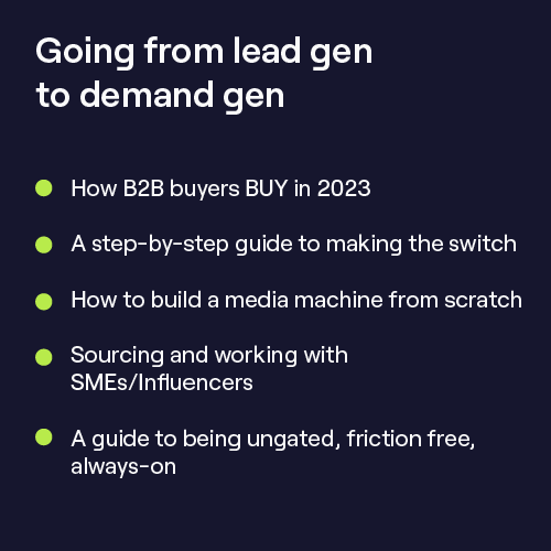Lead gen to demand gen learnings bullet list