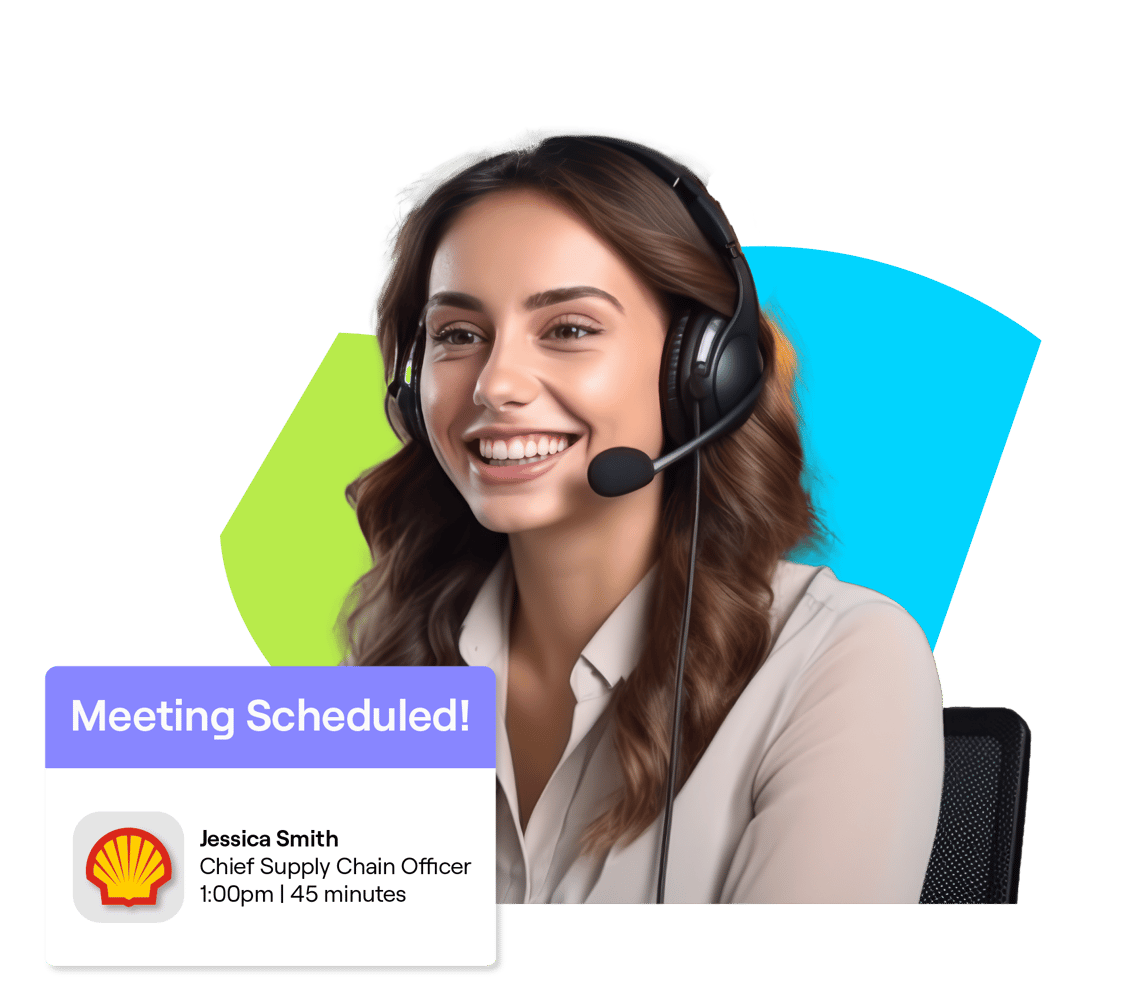 Happy salesperson, meeting scheduled Happy salesperson, meeting scheduled