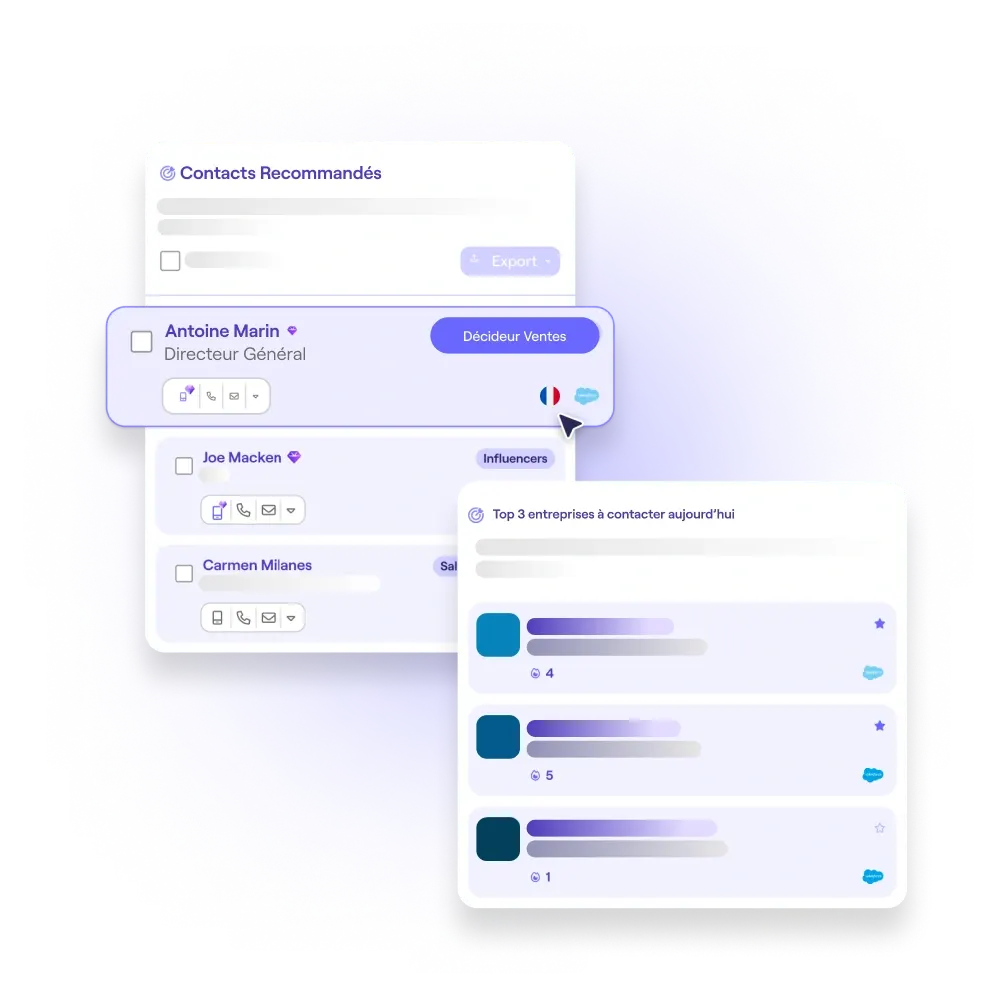 Liste de contacts et entreprises à prospecter quotidiennement proposée par Sales Companion de Cognism